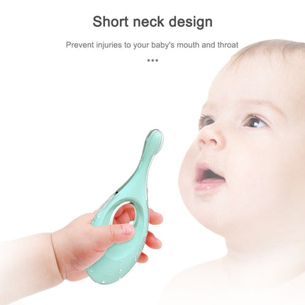 2-in-1 Baby Silicone Toothbrush Creative Baby Soft Hair Short Handle Short Neck Protector(Blue)-garmade.com
