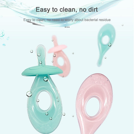 2-in-1 Baby Silicone Toothbrush Creative Baby Soft Hair Short Handle Short Neck Protector(Green)-garmade.com