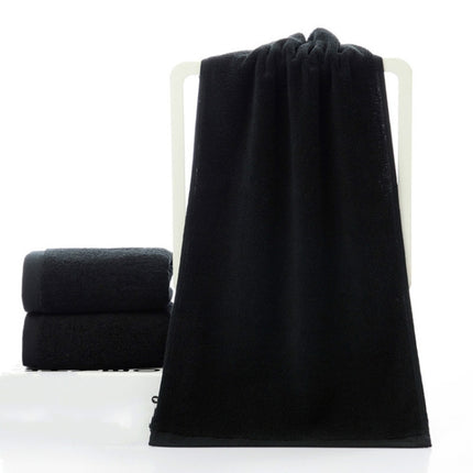 Cotton Thick Face Towel Large Bath Towel Beauty Nail Makeup Tablecloth, Specification:Thick Towel 35x75 cm(Black)-garmade.com