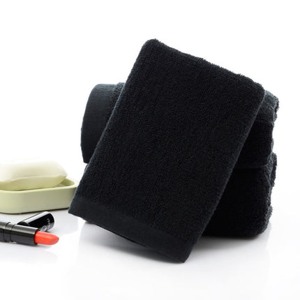 Cotton Thick Face Towel Large Bath Towel Beauty Nail Makeup Tablecloth, Specification:Thick Towel 35x75 cm(Black)-garmade.com