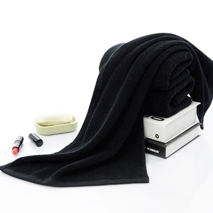 Cotton Thick Face Towel Large Bath Towel Beauty Nail Makeup Tablecloth, Specification:Extension Towel 40x100 cm(Black)-garmade.com
