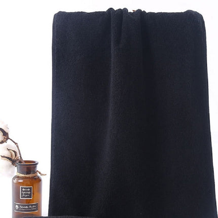 Cotton Thick Face Towel Large Bath Towel Beauty Nail Makeup Tablecloth, Specification:Extra Towel 70x100 cm(Black)-garmade.com