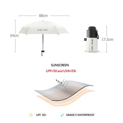 Mini Portable Umbrella Rain Women Windproof Durable 5 Folding Sun Umbrellas(Black)-garmade.com