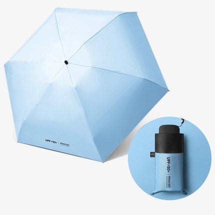 Mini Portable Umbrella Rain Women Windproof Durable 5 Folding Sun Umbrellas(Blue)-garmade.com