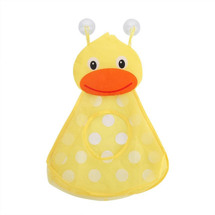 Baby Shower Bath Toys Storage Mesh Bag with Strong Suction Cups(Yellow)-garmade.com