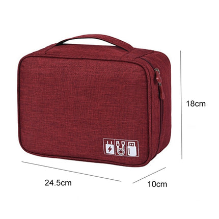Digital Cable Bag Men Portable Travel Gadgets Pouch Power Cord Charger Headset Organizer(Wine red)-garmade.com