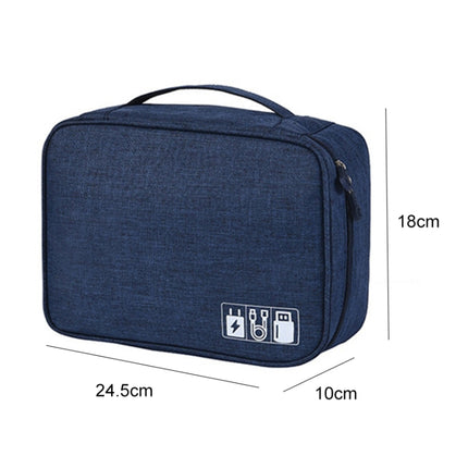 Digital Cable Bag Men Portable Travel Gadgets Pouch Power Cord Charger Headset Organizer(Navy)-garmade.com