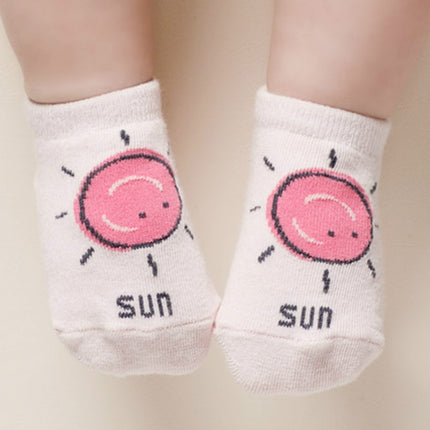 3 Pairs Autumn and Winter Cotton Non-slip Children Baby Cartoon Floor Socks, Size:1-3 Years Old(Red Sun)-garmade.com