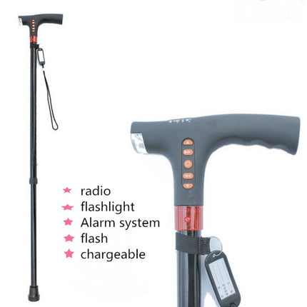 Ten-speed Adjustable Cane With Light And Radio Alarm For The Elderly-garmade.com