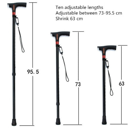 Ten-speed Adjustable Cane With Light And Radio Alarm For The Elderly-garmade.com