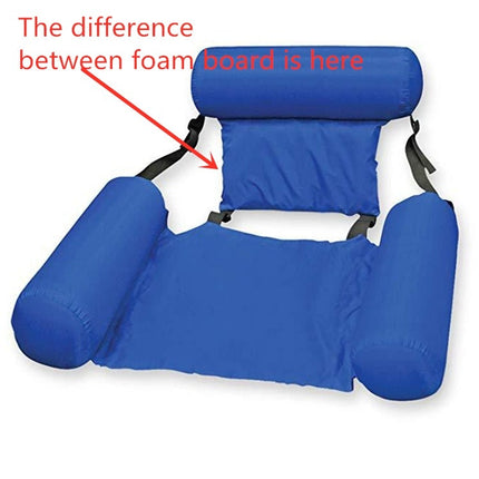 Inflatable Hammock Foldable Dual-purpose Backrest Floating Drainage Upstream Pleasure Lounge Chair Floating Bed Sofa, Style:With Foam Board(Sapphire Blue)-garmade.com