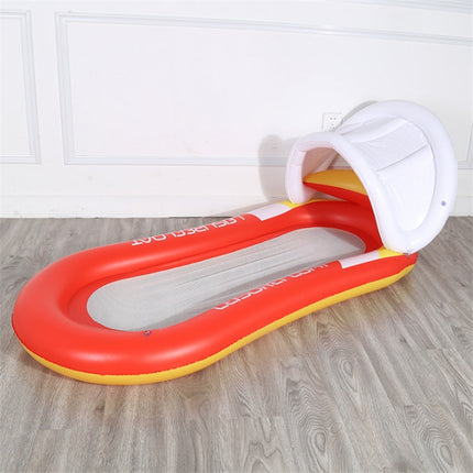 Inflatable Sunshade Water Floating Bed PVC Foldable Recliner with Removable Awning, Size:160 x 90cm(Red)-garmade.com