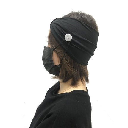 3 PCS Headband Headscarf Sports Yoga Knitted Sweat-absorbent Hair Band with Mask Anti-leash Button(Black)-garmade.com