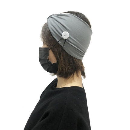 3 PCS Headband Headscarf Sports Yoga Knitted Sweat-absorbent Hair Band with Mask Anti-leash Button(Grey)-garmade.com