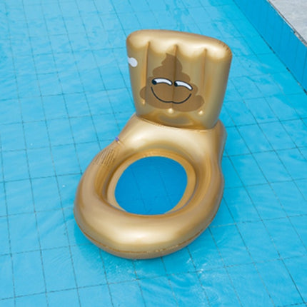 4 in 1 Toilet-shaped Inflatable Floating Row + Poop-shaped Water Inflatable Sports Game Combat Stick Water-to-water Collision Game Inflatable Equipment Set, Size:98 x 60 x 60cm(Gold)-garmade.com