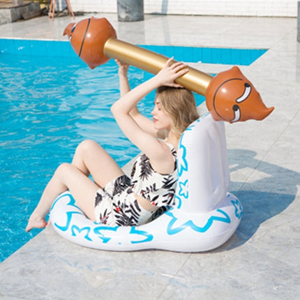 4 in 1 Toilet-shaped Inflatable Floating Row + Poop-shaped Water Inflatable Sports Game Combat Stick Water-to-water Collision Game Inflatable Equipment Set, Size:98 x 60 x 60cm(Gold)-garmade.com