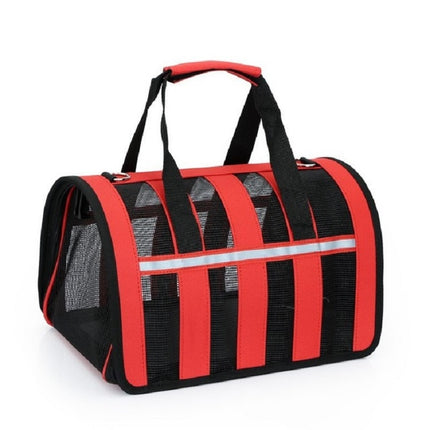 Foldable Mesh Breathable Pets Go Out Portable Diagonal Carrying Bag, Size:S(Red)-garmade.com
