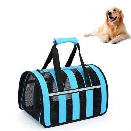 Foldable Mesh Breathable Pets Go Out Portable Diagonal Carrying Bag, Size:S(Blue)-garmade.com