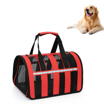 Foldable Mesh Breathable Pets Go Out Portable Diagonal Carrying Bag, Size:M(Red)-garmade.com