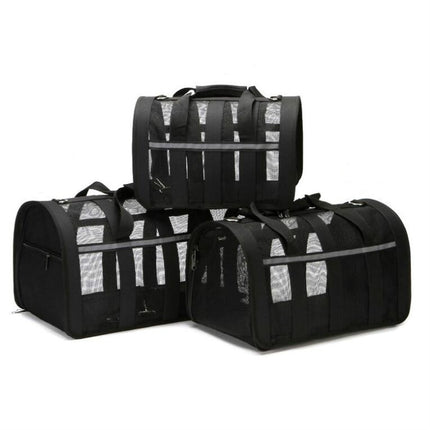 Foldable Mesh Breathable Pets Go Out Portable Diagonal Carrying Bag, Size:M(Black)-garmade.com