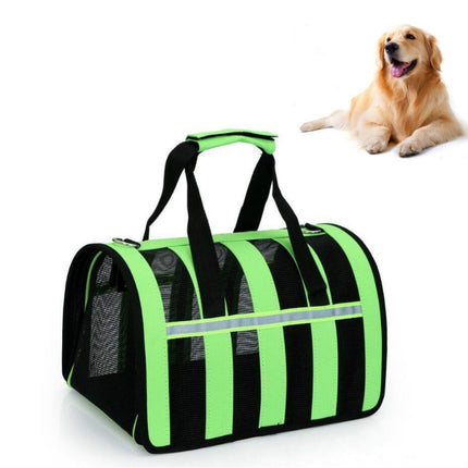 Foldable Mesh Breathable Pets Go Out Portable Diagonal Carrying Bag, Size:L(Green)-garmade.com