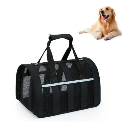 Foldable Mesh Breathable Pets Go Out Portable Diagonal Carrying Bag, Size:L(Black)-garmade.com