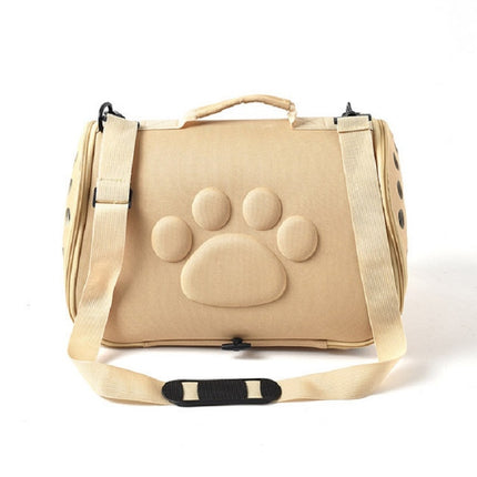 Cats and Dogs Go Out Portable Breathable Foldable EVA Pet Bag, Size:43×25×26cm(Khaki)-garmade.com