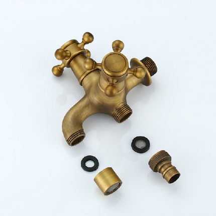 Copper Antique Washing Machine Faucet one Point two Pairs Single Cold 4 Points Faucet-garmade.com