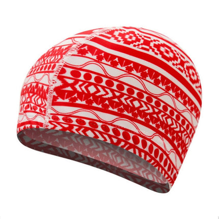 Comfortable Cloth Swimming Cap for Men and Women(Red Strip-12)-garmade.com