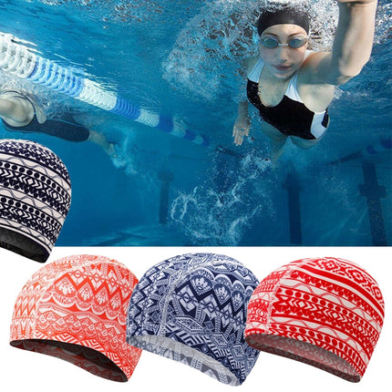 Comfortable Cloth Swimming Cap for Men and Women(Red Strip-12)-garmade.com