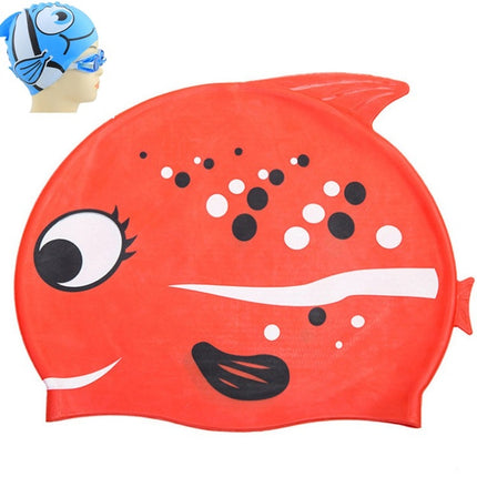 Ear Protection Small Fish Pattern Diving Cap Children Silicone Swimming Cap(A)-garmade.com