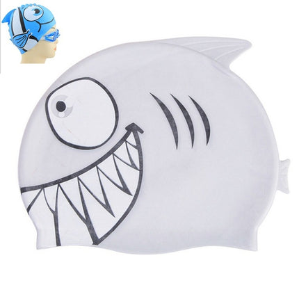 Ear Protection Small Fish Pattern Diving Cap Children Silicone Swimming Cap(C)-garmade.com