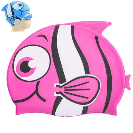 Ear Protection Small Fish Pattern Diving Cap Children Silicone Swimming Cap(D)-garmade.com