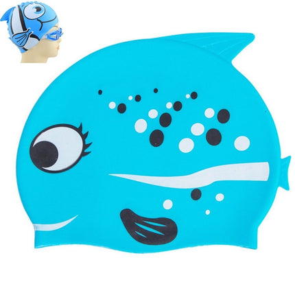 Ear Protection Small Fish Pattern Diving Cap Children Silicone Swimming Cap(K)-garmade.com