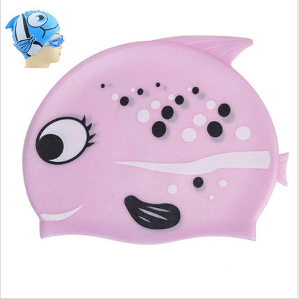 Ear Protection Small Fish Pattern Diving Cap Children Silicone Swimming Cap(L)-garmade.com