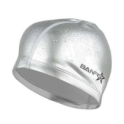 Adult Unisex PU Coated Comfortable Waterproof Swimming Cap(Silver Grey)-garmade.com