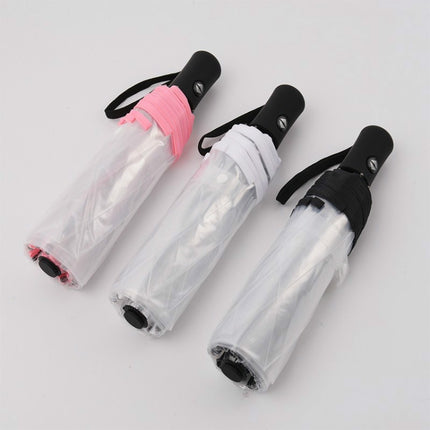 Creative Transparent Folding Umbrella 8 Bones Automatic Umbrella(Pink)-garmade.com