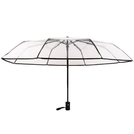 Creative Transparent Folding Umbrella 8 Bones Automatic Umbrella(Black)-garmade.com