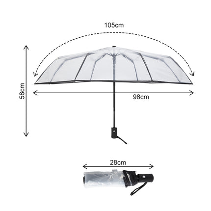 Creative Transparent Folding Umbrella 8 Bones Automatic Umbrella(Black)-garmade.com