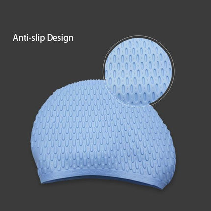 Particles Thickening High Elasticity Non-slip Silicone Swimming Cap(Black)-garmade.com