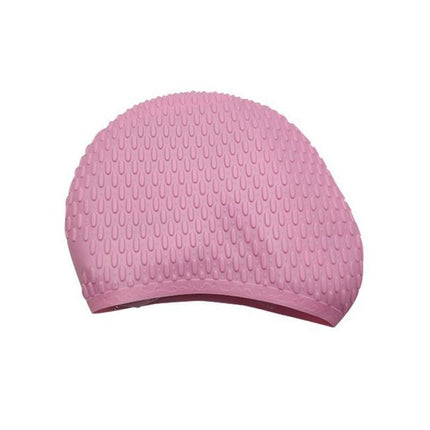 Particles Thickening High Elasticity Non-slip Silicone Swimming Cap(Pink)-garmade.com