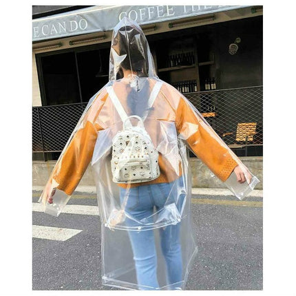 Stylish Portable Outdoor Transparent EVA Raincoat, Size:M (Transparent With Backpack)-garmade.com