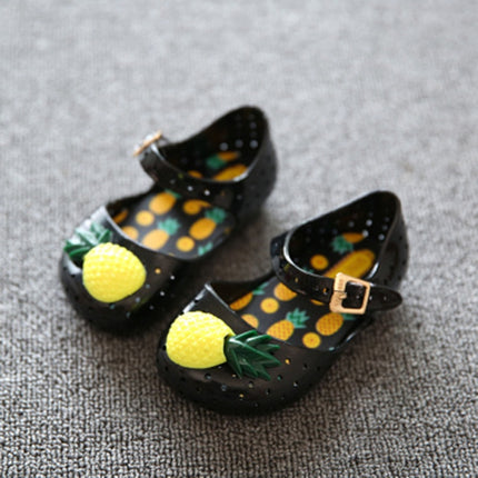 Mini Pineapple Fruit Hole Summer Jelly Children Shoes Plain Rain Boot, Shoe Size:24(Black)-garmade.com