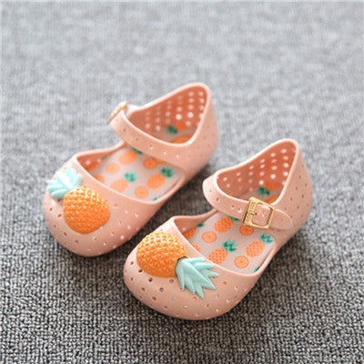 Mini Pineapple Fruit Hole Summer Jelly Children Shoes Plain Rain Boot, Shoe Size:24(Apricot)-garmade.com