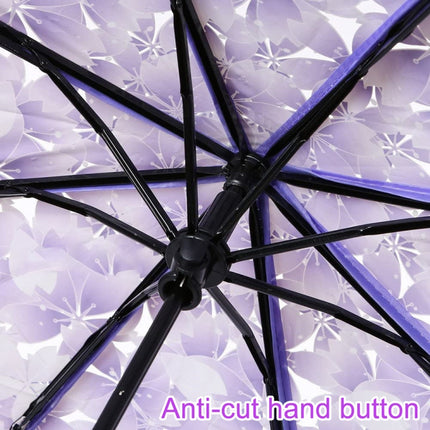 Cherry Blossom Transparent Triple-fold Umbrella Individual Folding Umbrella(Pink)-garmade.com