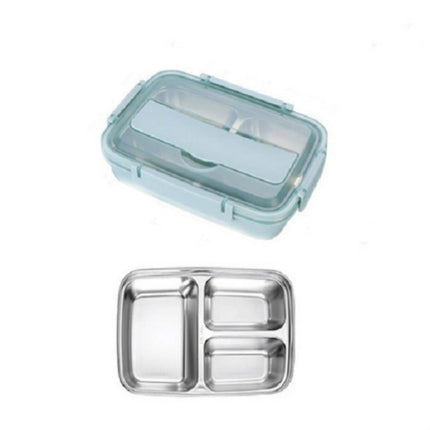 SSGP Office Lunch Box Compartment Lunch Box Student Children Portable Lunch Box, 3 Grid(Blue)-garmade.com
