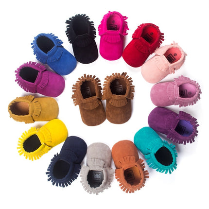 Newborn Baby PU Suede Moccasins Soft Shoes Fringe Soft Soled Shoes First Walker, Length: 11.5(Brown)-garmade.com