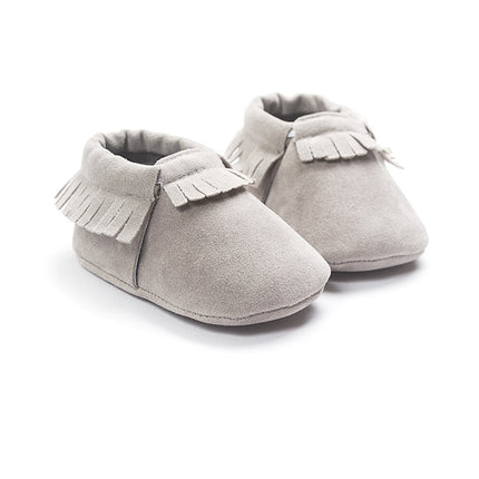 Newborn Baby PU Suede Moccasins Soft Shoes Fringe Soft Soled Shoes First Walker, Length: 11.5(Green)-garmade.com