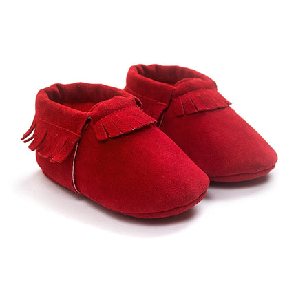 Newborn Baby PU Suede Moccasins Soft Shoes Fringe Soft Soled Shoes First Walker, Length: 12.5(Brown)-garmade.com