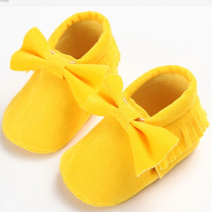 Baby Girls Shoes First Walkers Newborn Baby Moccasins Soft Sole Non-slip Footwear Shoes(Yellow)-garmade.com